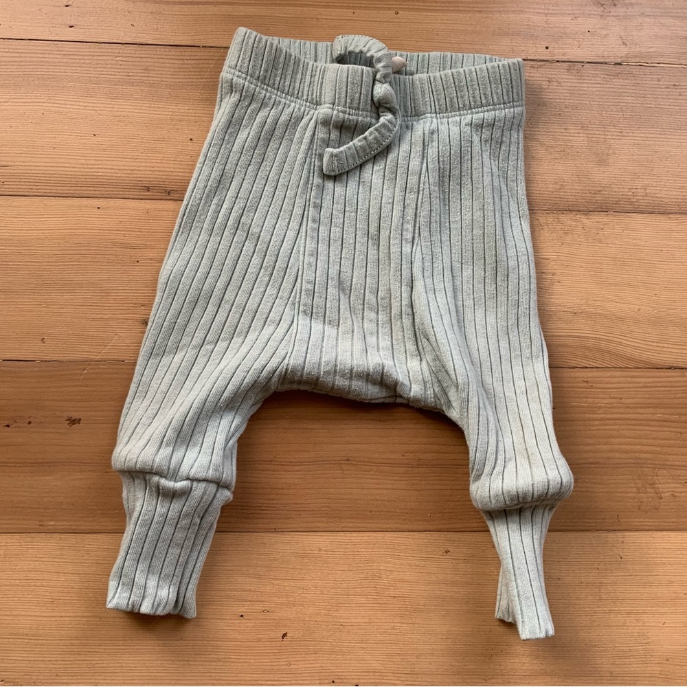 Kate Quinn 0-3mo Ribbed Knit Baby Pants in Light Blue